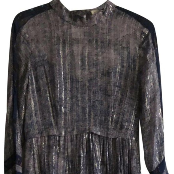 REBECCA TAYLOR Purple Linen Mix Media LS Dress - Picture 1 of 8